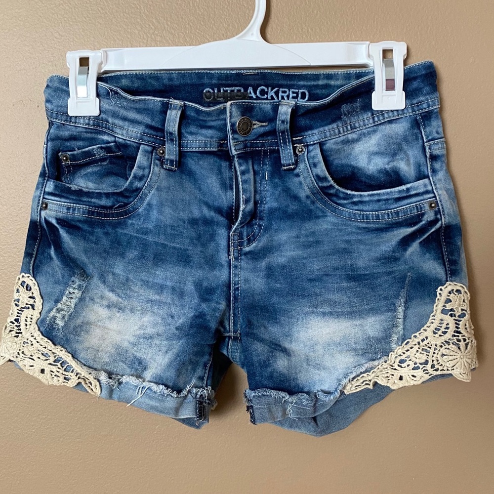 Denim shorts with lace